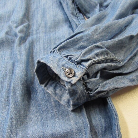 Talbots Embroidered Cut Out Chambray Blouse Tencel Denim Blue Size XL - Picture 11 of 16